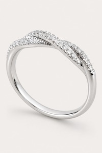 Anillo de eternidad de plata 925 con diamantes para mujer, chapado en rodio, engaste pavé, corte brillante redondo, estilo clásico de boda - Product Image 4