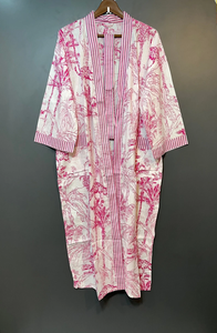 Bata Kimono de Algodón Suave y Transpirable con Estampado de Dibujos Animados Naaz Textile para Mujer, Camisón de Verano Hecho a Mano ODM con Cuello en V y Cintura Elástica - Product Image 5