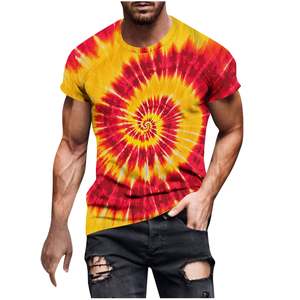 Men's Regular Fit Tie Dye T-Shirt Festival Hippie <b>Tops</b> Vintage <b>Distressed</b> Printed Streetwear Crewneck for Daily Wear 100% Cotton - Product Image 1