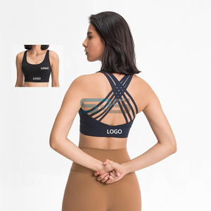 Soutien-gorge de sport pour femmes, débardeur de yoga court, avec fermeture éclair frontale, grande taille, bretelles non réglables, respirant, à carreaux, antichoc, pour la gym - Product Image 6