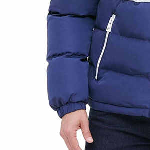 Men's Color Block <b>Quilted</b> Jacket With Detachable Hood Zipper Closure <b>Winter</b> Thick Casual Plus Size Outerwear Manufacturer ODM - Product Image 2