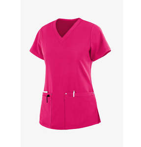Tenues d'infirmière personnalisées pour femmes : Blouse chirurgicale à col zippé et manches courtes avec poches doubles, ensembles de blouses d'hôpital - Product Image 6