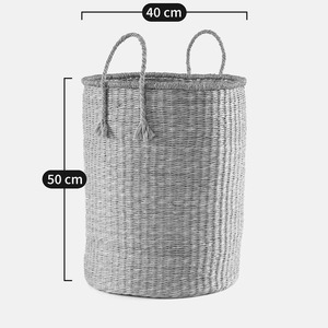 Panier rond en jonc de mer naturel, fait main, panier de rangement, vente en gros, écologique, fabriqué au Vietnam - Product Image 3