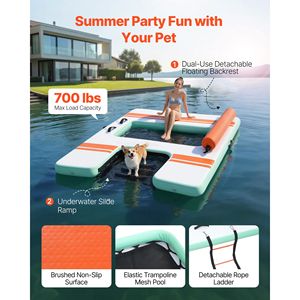 Plateforme flottante gonflable 8 x 6 pieds, antidérapante, avec sac de transport, amovible, pour lac et mer - Product Image 2