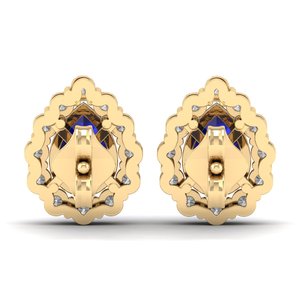 ต่างหูเพชรทรงหยดน้ำ REYES ทำมือ ทอง 14K ได้รับการรับรองจาก IGI น้ำหนัก 1.03 กะรัต ประดับพลอยไพลินสีน้ำเงินทรงรัศมี - Product Image 4