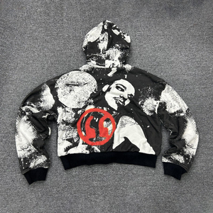 Custom High Quality Women <b>Crop</b> Top Knitted Zipper Hoodie Casual Printed Sports Workout <b>Zip</b> <b>up</b> Women's Hoodies - Product Image 2