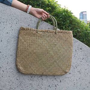 Bolso Tote Tejido a Mano de Seagrass Ecológico Minimalista, Bolso de Paja Vintage con Dos Asas, Parte Superior Abierta, para Playa, Viajes y Uso Diario - Product Image 3