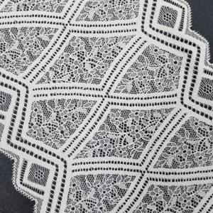 Encaje Elástico Floral Geométrico, Ligero, de Nailon y Spandex, Banda Elástica de 17.5cm, Encaje de Punto para Lencería, Vestidos y Bodas - Product Image 1