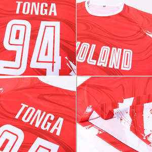 Custom Soccer Jersey Red White Scratch Paint Pattern Personalized Football Uniform Training Wear Team Sportswear Kit Men Youth - Product Image 4