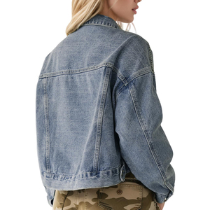 Breathable Eco-Friendly Fashion Wholesale Unisex Winter <b>Denim</b> <b>Jackets</b> 100% Cotton Stand Collar Front Logo High Quality - Product Image 3