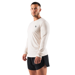 Camiseta de Manga Larga para Hombre, Color Crema, Cómoda, de Algodón Premium, Informal, Moderna, para Gimnasio, Ropa Deportiva Elegante, Venta al Por Mayor - Product Image 3