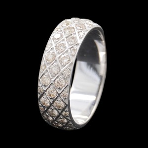 Anillo de Diamantes de Primera Calidad Altamente Atractivo en Oro Blanco de 18K con Patrón Geométrico de Estilo Clásico, Anillo de Boda Unisex al por Mayor - Product Image 1