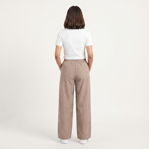 Pantalones anchos de mujer, cintura media, con cordón, casuales, de nailon y poliéster, largos, holgados, estilo urbano, pantalones de verano para damas - Product Image 3