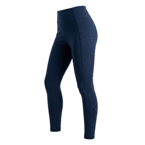 Navy Blue Color <b>Leggings</b> <b>with</b> <b>Pocket</b> High Waist Full Length Knitted Spandex Polyester Breathable Quick Dry Women's Activewear - Product Image 1