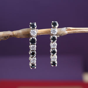 ต่างหูหินสีดำและสีขาว เงินแท้ 925 ต่างหูห้อยระย้าสวยงามสำหรับผู้หญิงและเด็กผู้หญิง - Product Image 3