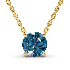 Lujoso Anillo de 1/2 Ct. Tw. Collar Solitario de Diamante Azul Real Cultivado en Laboratorio, Corte Redondo, Oro de 10k, Estilo Único, Certificado GRA - Product Image 3