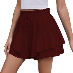 Falda pantalón deportiva para mujer, cintura alta, con volantes, shorts de yoga, OEM, personalizado, al por mayor - Product Image 4