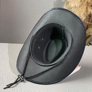 Jimieson Apparel Cowboy Leather <b>Hat</b> Brown Wide Brim Unisex Four Seasons Adjustable Outdoor Casual Quick Dry Breathable Western - Product Image 6
