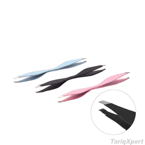 Pince à épiler à double extrémité à pointe fine, manche en plastique rose confortable, style moderne, pince à épiler double face - Product Image 3