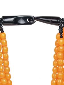 Orange Round <b>Resin</b> Natural Pearl Beaded Heart Cut Diamond Fashion Party Multilayer Necklace for Unisex - Product Image 6