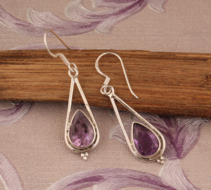 Natural Amethyst Earrings 925 Sterling <b>Silver</b> Handmade Purple Gemstone Jewelry Wholesale Genuine Amethyst <b>Stud</b> & Dangle Earrings - Product Image 3