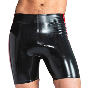 Shorts en cuir verni noir pour hommes, taille mi-haute, en nylon et élasthanne, rayés, sous-vêtements sexy, style tentation - Product Image 5