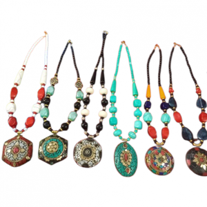 Bone Beaded Mosaic Brass Pendent <b>Necklaces</b> Costume Fashion Jewelry Accessories Women NK-WA0075 <b>boho</b> jewelry - Product Image 1