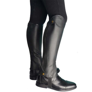 Polainas de equitación de cuero genuino suave de la mejor calidad, estilo western, con cincha y herraduras, cómodas, personalizables en color y logotipo. - Product Image 4