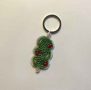 Embroidery Food Bag Charm Vegetable Pendant Handcrafted Fashion Accessory Handmade Seed Bead Olive Keyring Silver Metal Loop - Product Image 2