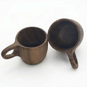 Eco Friendly Natural Walnut Wood Coffee Mug Handmade Wooden Kuksa <b>Cup</b> With Ergonomic Handle Portable Outdoor <b>Camping</b> Drinkware - Product Image 3