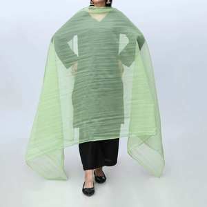 Green Plain Organza Dupatta PS4702 para vestidos de cóctel - Product Image 2
