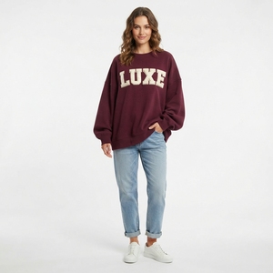 Wholesale Oversized Crew Neck <b>Women</b>’s Sweatshirt Relaxed Loose Fit Long Sleeve Pullover Casual Fashion <b>Top</b> For <b>Women</b> - Product Image 1