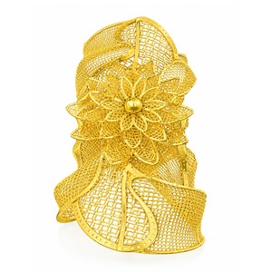 Wholesale Fashion Dubai Design Arabic <b>Bridal</b> Kada 14K18K24K Gold Plated Wide Kada Intricate Floral Openwork Turkish Kada Jewelry - Product Image 2