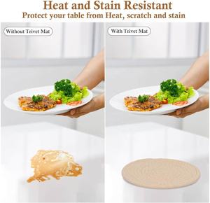 Sous-verres et sets de table en corde de coton tressée à la main, résistants à la chaleur, protection de table absorbante pour la cuisine et la salle à manger - Product Image 2