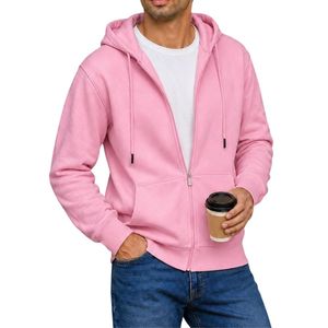 Sweat-shirt à capuche entièrement zippé personnalisé pour hommes, en molleton de coton, avec poches kangourou, pour commandes en gros de vêtements décontractés - Product Image 4