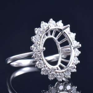 แหวนเงินแท้ 925 ชุบทอง 18K รูปไข่ แบบเซมิเม้าท์ สำหรับใส่พลอย ประดับเพชร CZ สำหรับผู้หญิง ขายส่งเครื่องประดับคุณภาพสูง สินค้ามาใหม่ - Product Image 1