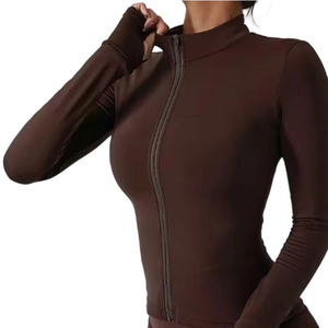 OEM Custom Fitness Yoga Wear Women Top Sports Athletic Jacket Black <b>Zip</b> <b>up</b> Gym Jacket Top Selling Yoga Jacket - Product Image 4