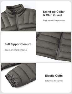 Lightweight <b>Packable</b> Down Coats Men Breathable Water Resistant Traveling Running Puffer <b>Jackets</b> Drop Shoulder Unisex Autumn Wear - Product Image 3