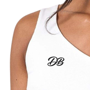 Custom <b>Women's</b> Strapless Knitted Tank <b>Top</b> Solid <b>White</b> Casual Short Length - Product Image 3