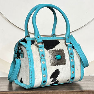 Nuevo Bolso de Diseño Occidental de Cuero Turquesa con Tachuelas Concho, Bolso de Mano para Mujer, Bandolera, Venta al por Mayor - Product Image 4