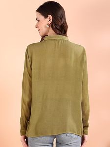 Camisa Holgada de Manga Larga con Cuello Abotonado y Estampado Tie-Dye Hecho a Mano en Rayón para Mujer, Marca Maaesa - Product Image 2