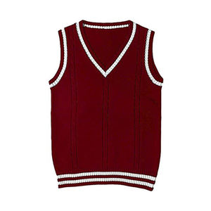 Gilet sans manches tricoté rayé à col en V pour garçons, filles et adolescents, modèle OEM 2026 personnalisé pour l'école - Product Image 4