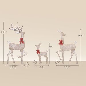 Set di 3 Renne Luminose Dorate per Decorazioni Natalizie da Esterno, Alimentate a Energia Solare LED, per Festività e Natale - Product Image 3