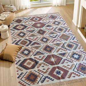 Alfombras Kilim de Yute y Lana Tejidas a Mano, Lavables, para Sala de Estar, Dormitorio y Estudio - Product Image 1