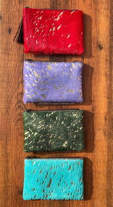 Nouveaux cheveux faits à la main sur cuir de vachette métallique pochette à pompon Western en cuir véritable carte de crédit téléphone fermeture éclair portefeuilles pour femmes - Product Image 3