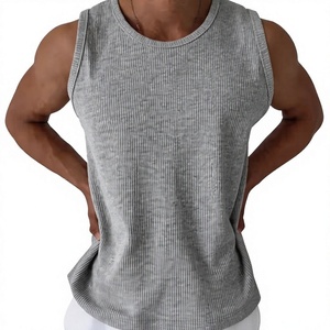 Men's Yellow Sleeveless Tank Top O-Neck Solid Color Casual Breathable Quick Dry Knitted 100% Cotton Athletic Wear - Product Image 4