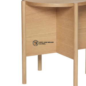 <b>Round</b> Solid Wood Corner Bedside Table Minimalist Scandinavian end table with Curved Design & Open Storage Modern Wooden - Product Image 3