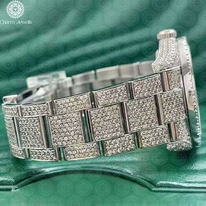 Montre de luxe pour homme Charm_Jewells en acier inoxydable, cadran analogique, incrustée de diamants, motif mandala vert, mouvement mécanique 40 mm, 10 - Product Image 5