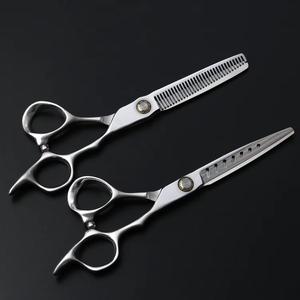 Juego de Tijeras de Entresacar de Acero Inoxidable 440C con Hoja de 28 Dientes, Mango Mediano, Punta Afilada, para Diestros, Herramientas de Peluquería - Product Image 4