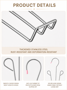 Lot de 10 crochets et rails connectables pour chaussures, séchoir mural gain de place pour salle de bain, placard et rangement domestique - Product Image 3